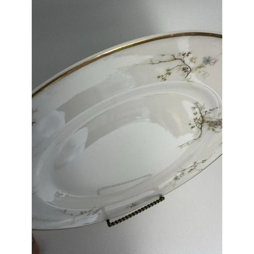 Antique Haviland Limoges France 9.75” Dinner Plate Pink Blue Floral Gold Trim